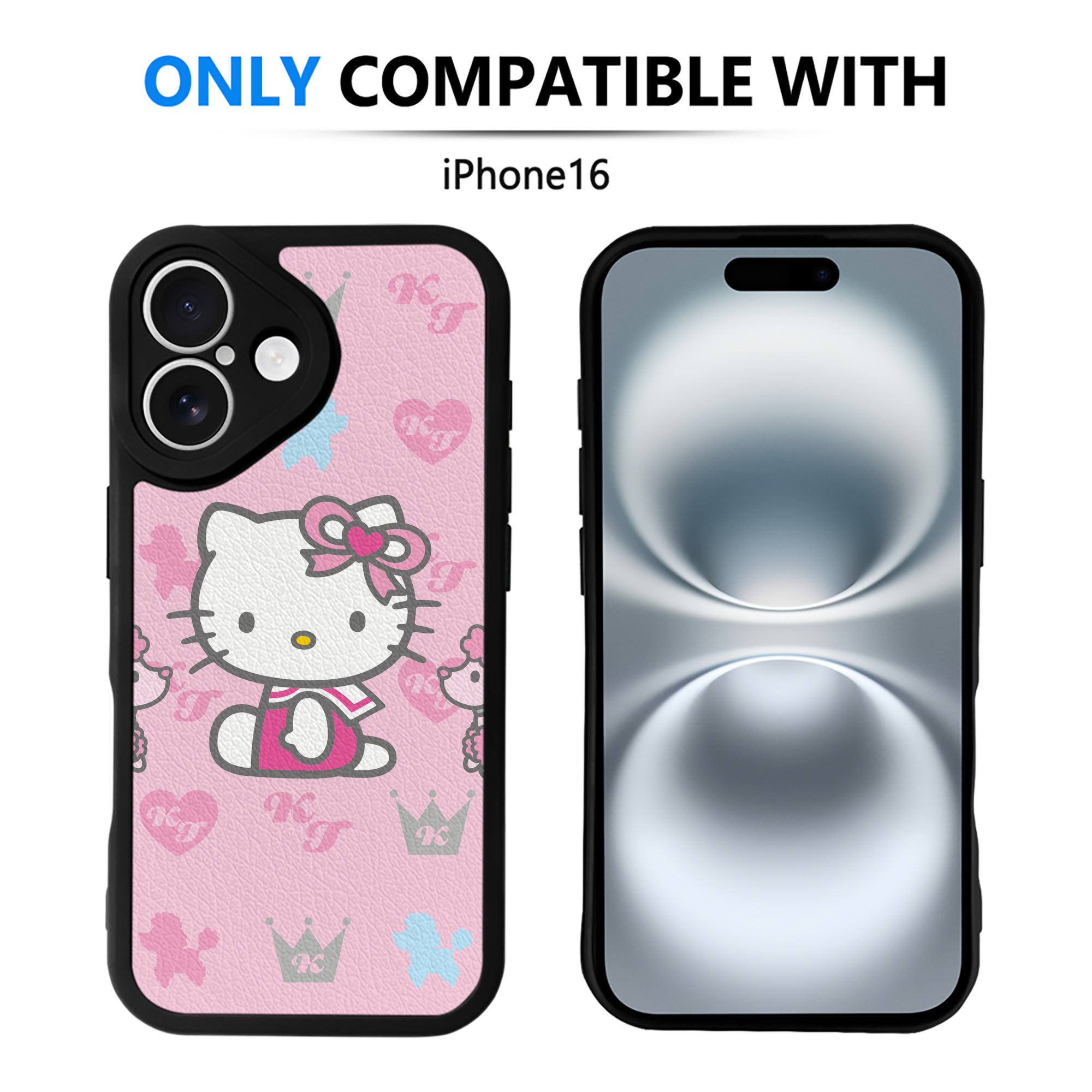 （画像用） Hello Kitty ハローキティ 【iPhone 16シリーズ対応】シリコンスマホケース（レザー調） 材質：シリコン